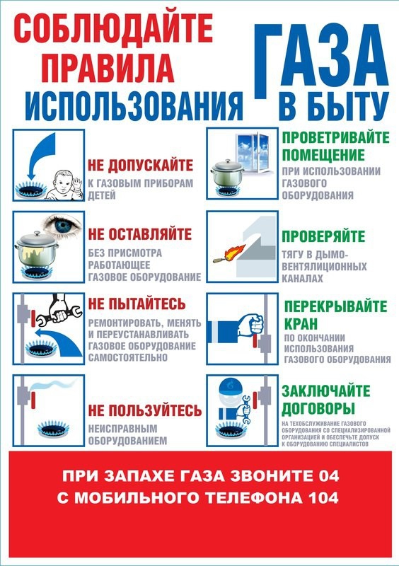 Памятка для  населения при использовании газа в быту.
